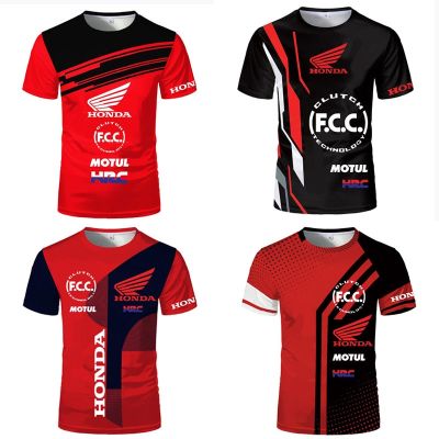 Summer New Honda T-Shirts HRC Motorcycle Racing Car 3D Print Men Women Fashion O-Neck Short Sleeve T Shirt Kids Tees Tops Jersey