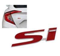 ตัวอักษร โลโก้ เอสไอ สีแดง งานโลหะ ฮอนด้า ขนาด 9.8x2.8 ซม.(3.86x1.1 นิ้ว)  Red SI CIVIC metal badge logorear trunk