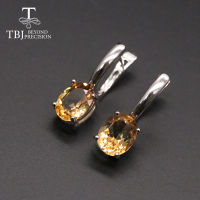 TBJ,Simple clasp earring sky blue topaz brazil citrine oval 7*9mm 4.5ct gemstone jewelry 925 sterling silver for girls office