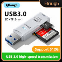 Elough เครื่องอ่านการ์ด USB3.0การ์ด,มี Led แบบ2 In 1 Sd + TF อะแดปเตอร์การ์ดเครื่องอ่านเมมโมรี่การ์ดสำหรับพีซีแล็ปท็อปอุปกรณ์เสริมมัลติเครื่องอ่านการ์ด