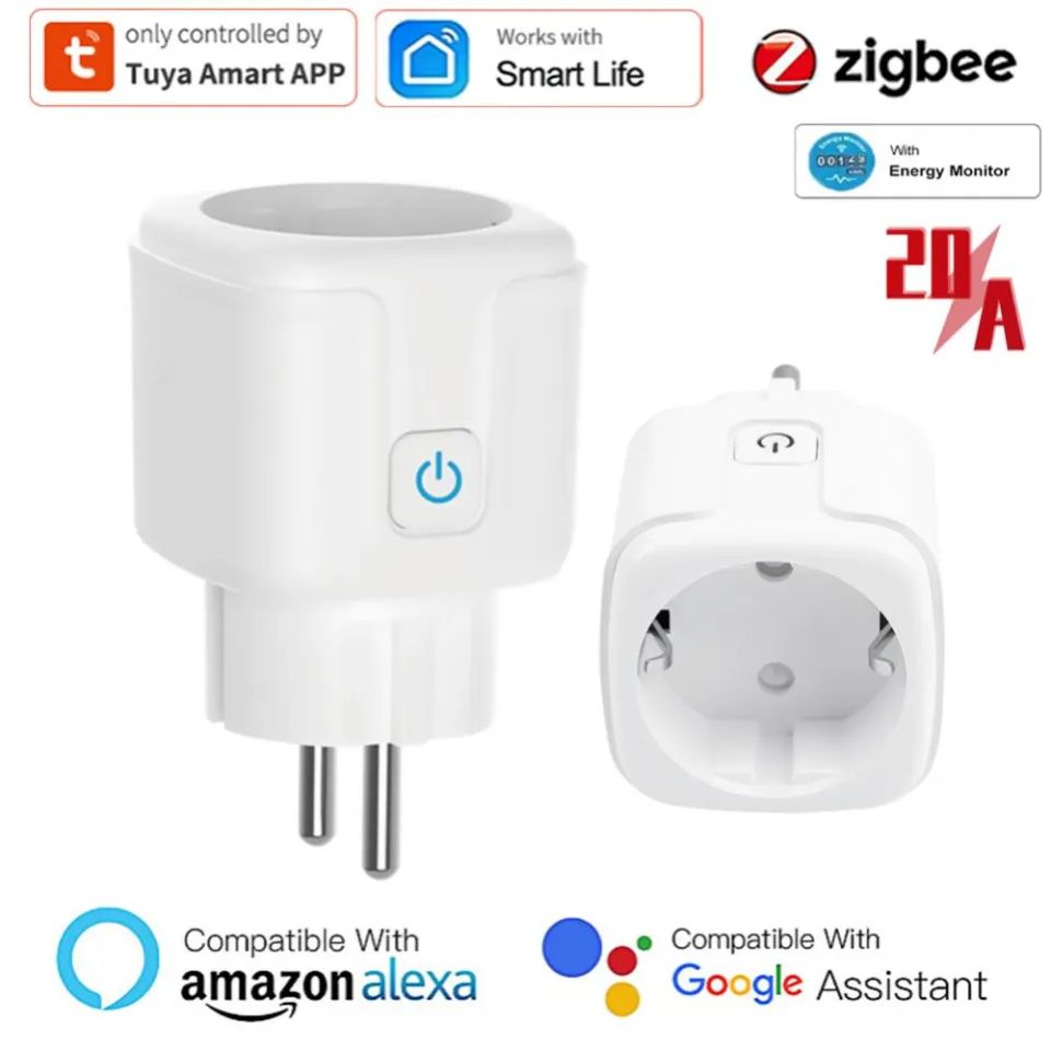 20A WiFi Smart Plug EU Smart Socket With Power Monitor Timing Function Tuya  Smart Life Control For Alexa Google Home Alice Ships From: United States,  Standard: 20A EU Plug, Color: 3pcs WiFi