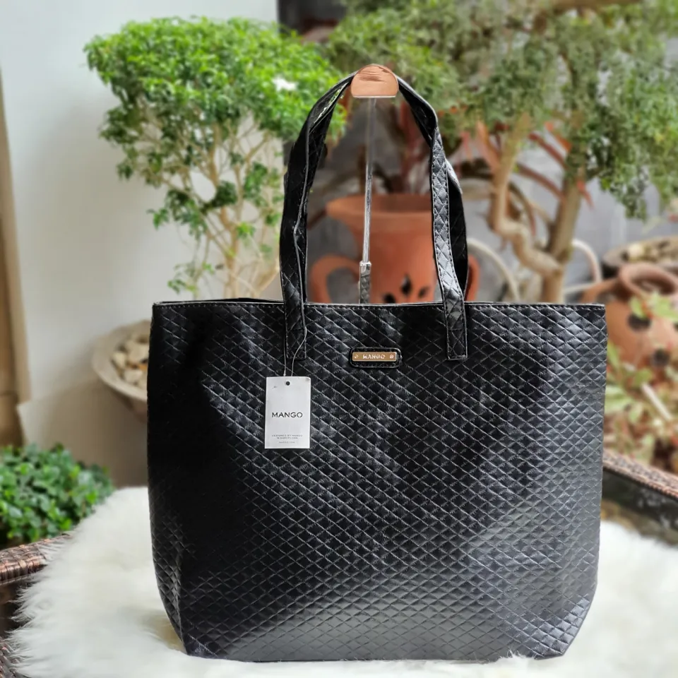 mango croc effect tote bag