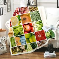 2023 New Vegetable and Fruit 3D Digital Print Sherpa Blanket Stylish Bedroom Decor Home Textile Flannel Soft Comfortable Bed Blankets