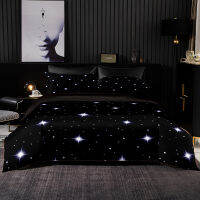 Shining Stars รูปแบบชุดเครื่องนอนผ้านวม200X200พร้อมปลอกหมอน,สีดำ264X228ผ้านวม,Super Luxury Queen ชุดผ้าปูที่นอน