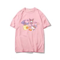 แฟชั่น เสื้อยืด พิมพ์ลาย COUPLE FAMILY KITTY MELODY KUROMI SANRIO CUTE CARTOON OVER TSHIR ผ้าฝ้าย 100%