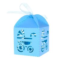 Cute Gift Boxes Packaging Cookie Candy Wrapping for Baby Shower Birthday Party Childrens Holiday Laser Stroller Box with Ribbon Gift Wrapping  Bags