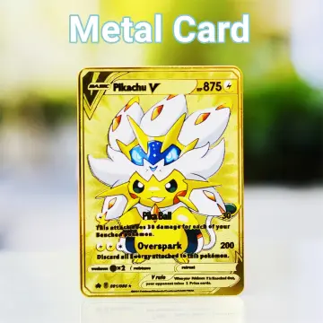 5PCS Pokemon Iron Cards Golden Metal Pokemon Shiny Letters Pikachu Mewtwo  Charizard Vmax Game Collection Card Anime Metal Gifts