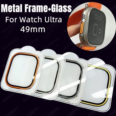 Metal Frame+Glass for Apple Watch Ultra 49mm Full Cover Screen Protector Film on for Apple iWatch Ultra 49mm watch ultra Glass Picture Hangers Hooks