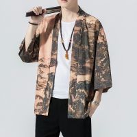 、’】【= 2022 Japanese Kimono Shirts Mens Cardigan Fashion Harajuku Summer Streetwear Silk Dragon Embroidery Casual Outer Clothes