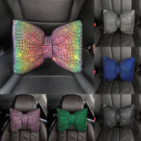 Diamond Crystal Bowknot Car Neck Pillow Rhinestone Auto Headrest Seat Support Waist Pillows Bling Car Accessories for Women