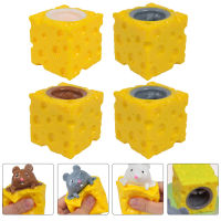 Creamnin 4pcs บีบของเล่นของเล่นของเล่น Mouse Cheese Mouse Cups ของเล่นการบีบอัดที่น่ารัก