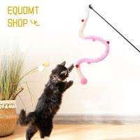 EQUOMT ไม้ของเล่นหยอกแมวกำมะหยี่สีสดใสแบบโต้ตอบผ้ากำมะหยี่นุ่ม/พลาสติกของเล่นแมวตลกกับกระดิ่งแมวตุ๊กตาแกนทีเซอร์บรรเทาความเบื่อ