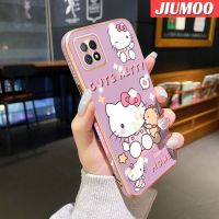 เคส JIUMOO สำหรับ OPPO A72 5G A73 5G A53 5G เคสการ์ตูนน่ารักคิตตี้ขอบด้านข้างดีไซน์ใหม่สี่เหลี่ยมเคสมือถือลายชุบบางฝาปิดเลนส์กล้องปกป้องเคสนิ่มกันกระแทก