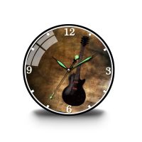 Retro Guitar Brown Color Style Acrylic Wall Wath Musical Instrument Home Interior Wall Decor Rock n Roll Musical Gift Hanging Wa