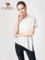 Camel โยคะเสื้อแขนสั้นผู้หญิง,เสื้อหลวมๆระบายอากาศได้ดีน้ำหนักเบา