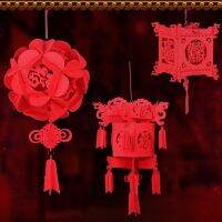 [COD] new red flower ball ornaments New Year decoration supplies felt cloth palace pendant