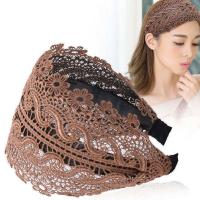 Girls Headband Turban Headband Womens Headdress Solid Color Hairband Lace Turban Headband Wide Lace Hairband Solid Lace Hairband Wide Hairband Elastic Hair Bands