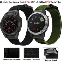 ❄▥ 26 22mm Hook Loop Nylon Wrist Strap For Garmin Enduro 2/Fenix 7X 6X 6Pro 5X 5 Plus/Epix Gen 2 Smartwatch QuickFit Bands Bracelet