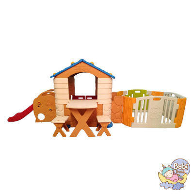 จัดส่งฟรี Eduplay บ้านเด็กเล่นพร้อมสไลเดอร์ต่อคอกกั้นเด็ก รุ่น Play House Slide + Baby Room &amp; Table Set พร้อมจัดส่ง 2-3 วัน