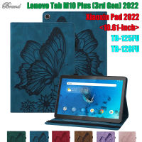 สำหรับ Lenovo Xiaoxin Pad 2022 10.6นิ้ว TB-128FU แท็บเล็ตกรณีการป้องกัน Lenovo Tab M10พลัส (3rd Gen) 10.61 "TB-125FU แฟชั่น3D นูนย้อนยุคบิ๊กผีเสื้อพลิกกระเป๋าสตางค์ปกหนังยืนปลอก