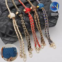 [COD] Gold bead ball chain spray paint leather shoulder strap adjustable buckle bag Messenger