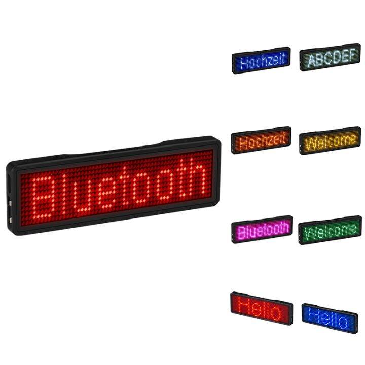 Bluetooth LED Name Badge Rechargeable Light Sign DIY Programmable