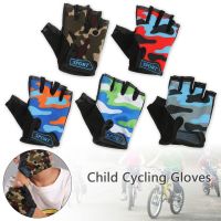 hotx【DT】 Breathable Cycling Elastic Non-slip Half Mittens Camouflage Child Gloves Childrens