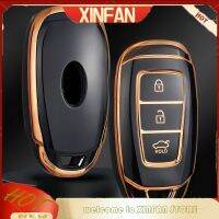 XINFAN TPU โครงเปลือกนอกเคส Kunci Remote Mobil สำหรับ Hyundai I30 Ix25 Elantra KONA Solaris Azera Grandeur TM Accent Santa Fe