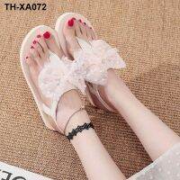 Sandals womens summer flat fashion bowknot all-match Roman outerwear seaside vacation casual beach shoes 2023 new