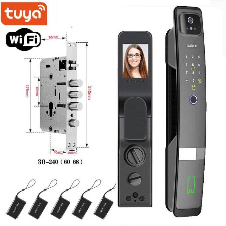 tuya-ล็อคอิเล็กทรอนิกส์3d-จดจำใบหน้า-wi-fi-เทคโนโลยีชีวภาพลายนิ้วมือประตูล็อคอัจฉริยะล็อคคีย์การ์ดล็อคอิเล็กทรอนิกส์กล้อง-nfc