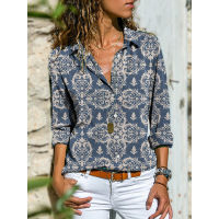 Elegant Vintage Paisley Printing Shirts 2021 New Autumn Winter Womens Clothing Casual Long Sleeve Blouses Oversized Tops Ladies