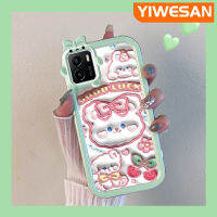 YIWESAN เคสสำหรับ VIVO Y15s Y15a Y01การ์ตูนน่ารัก3D ลายกระต่ายเชอร์รี่ดีไซน์ใหม่ซิลิโคนนิ่มหลากสีกันกระแทกเคสป้องกันเลนส์กล้องรูปสัตว์ประหลาดตัวเล็กที่น่ารักสุดสร้างสรรค์