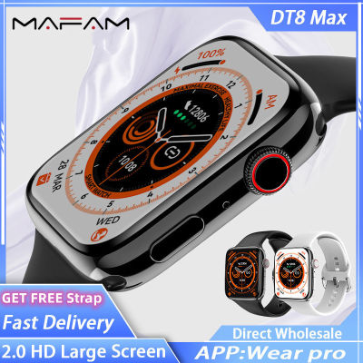 MAFAM 【🎁ฟรีสายรัด】พร้อม✔️IWO DT8 MAX ผู้ชายผู้หญิงสมาร์ทนาฬิกา SmartWatch 2.0นิ้ว HD หน้าจอการตรวจสอบอุณหภูมิ NFC GPS ติดตาม PK DT7 MAX W57 W27 PRO