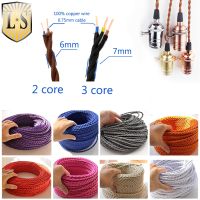 2 Core 3 Core Vintage Fabric Twisted Electrical Wire Woven Textile Cable Braided Pendant Light Hanging Lamp Cord Edison DIY Wire Wires Leads Adapters