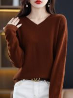 ۩☈❈ 2023 Cashmere Sweater Womens Knitting Wool Fashion V-neck Top Warm Pullover