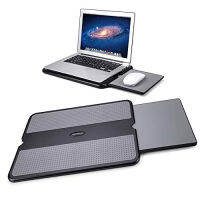 AboveTEK Portable Laptop Lap Desk w/Retractable Left/Right Mouse Pad Tray, Non-Slip Heat Shield Tablet Notebook Computer Stand Table w/Sturdy Stable Cooler Work Surface for Bed Sofa Couch or Travel