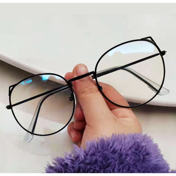magic789-แว่นตาป้องกันแสงสีฟ้าเลนส์ใสรูปหูแมวสีชมพู