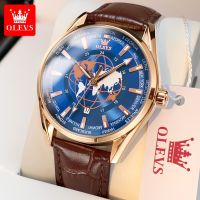 [COD] OLEVS Jam Tangan Lelaki Original Waterproof Watch Man Quartz Analog Genuine Leather Strap Fashion Mens Watches 【BYUE】