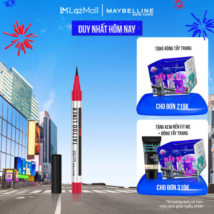 Bút Kẻ Mắt Nước Đậm Màu Không Lem Trôi Maybelline New York Tattoo Liner 48h Liquid Pen Mới 8275