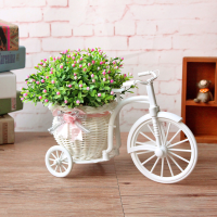 Rattan Bike Vase with Silk flowers Colorful Mini Rose flower Bouquet Daisy Artificial Flores For Home Wedding Decoration-lihaichao