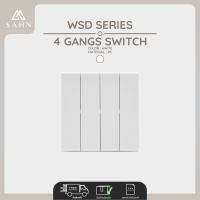 Switch 4 Gang 1 Way [SAHN] สวิทซ์ไฟ 4 ช่อง ทางเดียว รุ่น Dale White Series (WSD-041) ดีไซน์สวยงาม และทันสมัย