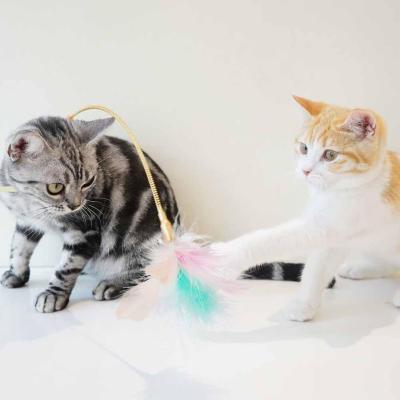 Funny Pet Cat Toy Interesting Bell Teaser Cat Toys Feather Stick Interactive Collars Toys Toy Stick Funny Cats Kitten D4B9