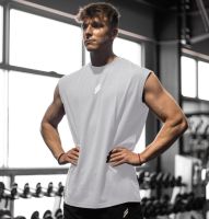 GYM summertime fitness sports training vest male breathable moisture absorption loose sleeveless quick-drying waistcoat short-sleeved workout clothes