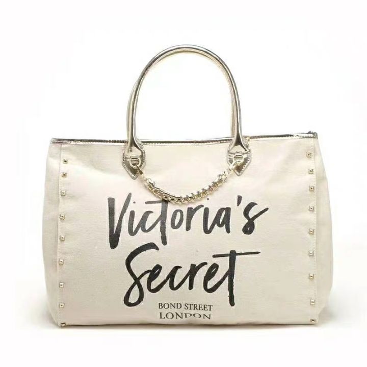NWT Victoria's Secret Angel City Chain Tote Beach Bag Purse Black, White &  Gift!
