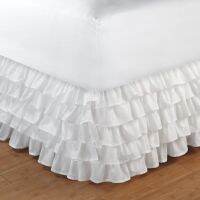 Caldwelllj Five Layer Lotus Leaf Lace Princess Multi-layer Bed Skirt Platform Cloth Pleated Elastic Bedspread Dust Protection Cover