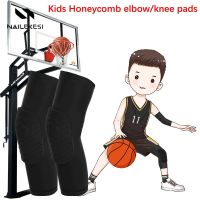 [Sell Well]1 PairHoneycomb Crashproof Cushioning BasketballSunscreen ข้อศอกเข่า Pads ป้องกัน Kneepad สำหรับเด็ก