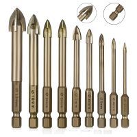 Glass Concrete Drill Bit Set Alloy Carbide Point with  Cutting Edges Tile Glass Cross Spear Head Hex Ceramic Drill Bits Tool Drills  Drivers