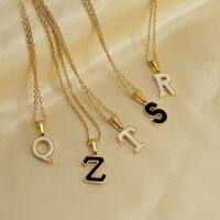 【lz】✤❈  G   D Tarnish Free Stainless Steel Letter A-Z White Shell Pingente Iniciais Cor de Ouro Colar para As Mulheres Jóias Presente Do Partido