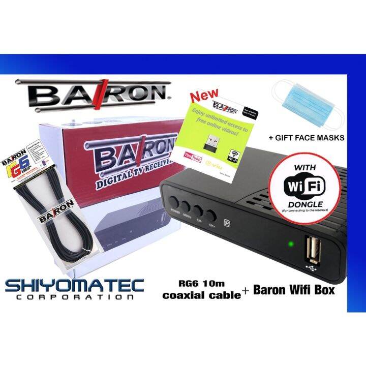 Baron Digital TV Receiver with Wifi Adapter with Baron RG6 10 meters