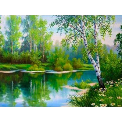 Landscape Tree Pre-Printed 11CT Cross Stitch Patterns DIY Embroidery DMC Threads Needlework Craft Handiwork    Counted Needlework